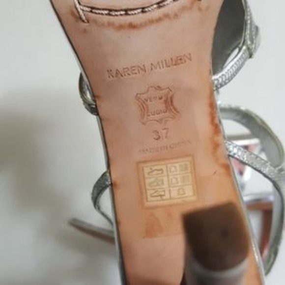 KAREN MILLEN silver flowers print heels size 37 - Picture 4 of 6